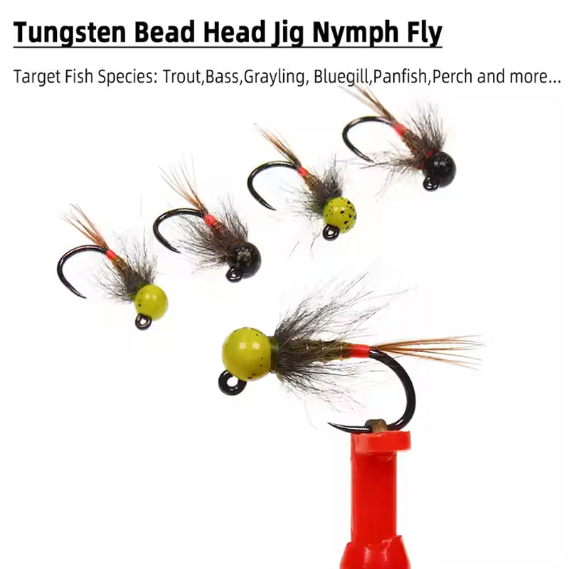 Tungsten Bead Head Jig Nymph Fly Artificial Insect Baits Fast Sinking