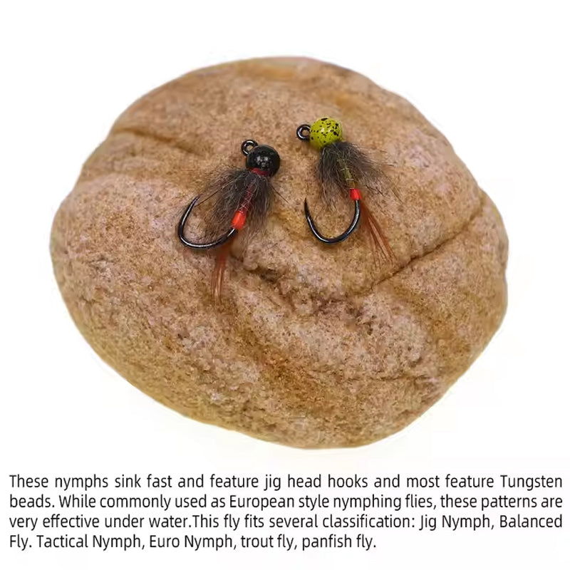 Tungsten Bead Head Jig Nymph Fly Artificial Insect Baits Fast Sinking