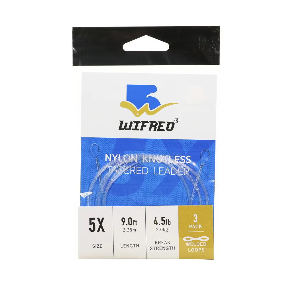 5X clear 9 ft tapered nylon fly fishing leader package