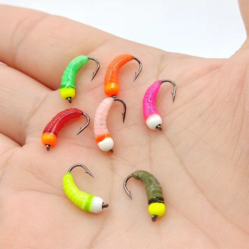 Iridescent Glow-in-the-Dark Nymph Ice Fishing Scud Bug Worm Fly Caddis Larvae Insect Bait