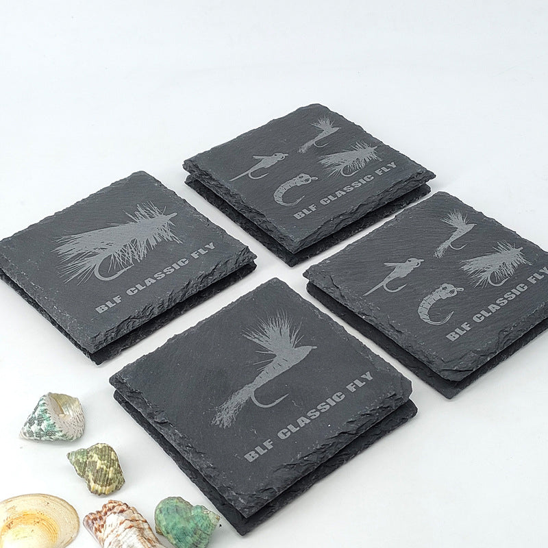 Creative Fly Fishing-Themed Slate Coasters Fishing Tools & Accessories