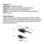TPE Material Lifelike Tadpole Soft Bait for Lure and Fly Fishing