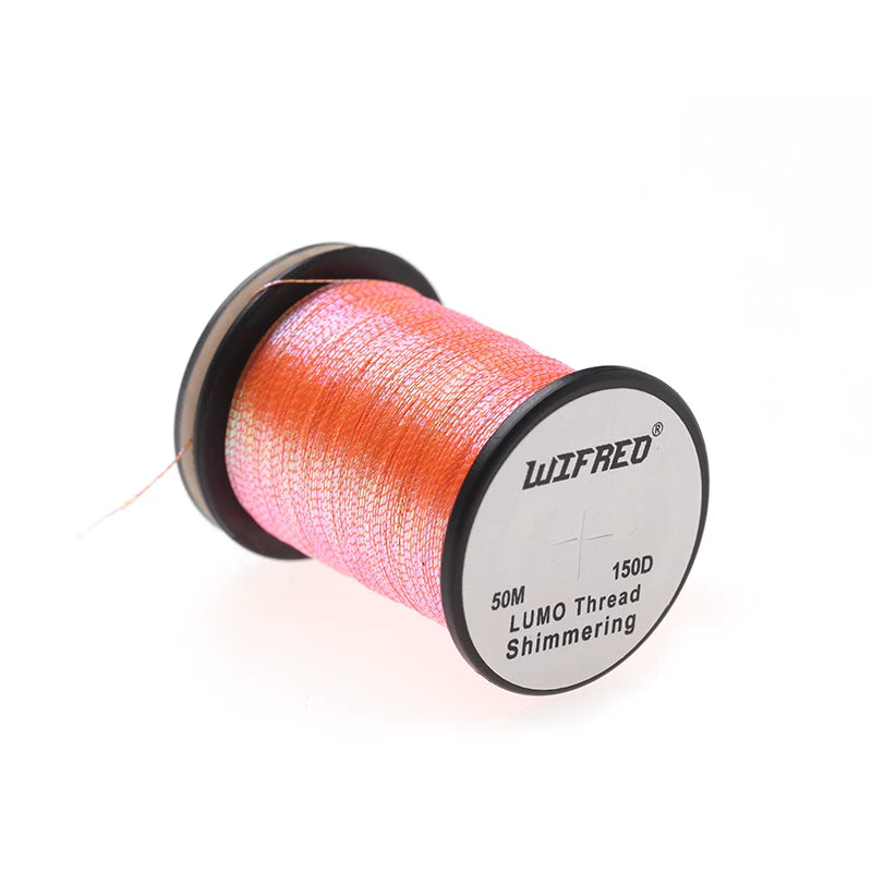 WIFREO 150D metallic fly tying thread in Orange Red, 50m spool