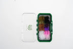 Open WIFREO Woolly Bugger fly box showing the assorted streamer flies and clear lid