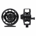 Black Wifreo Alpha fly reel, front and side views on a clean white background