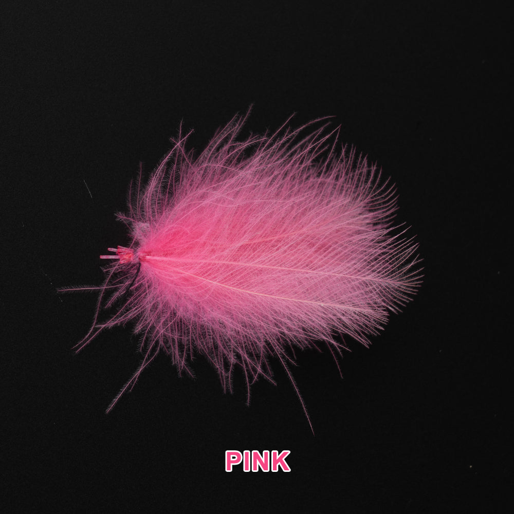 Pink CDC feathers for fly tying, 0.5g pack