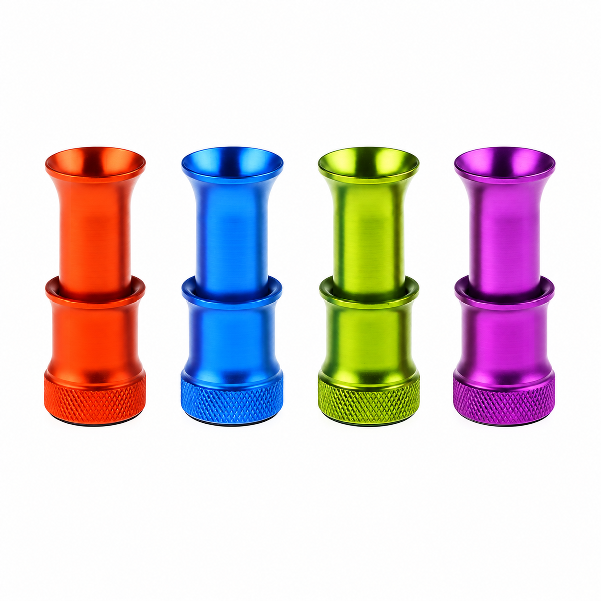 WIFREO anodized aluminum hair stackers in orange, blue, green and purple