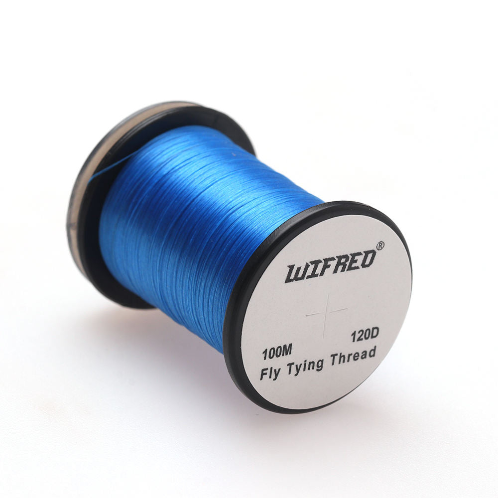 Wifreo 120D nylon fly tying thread in blue, 100m single spool