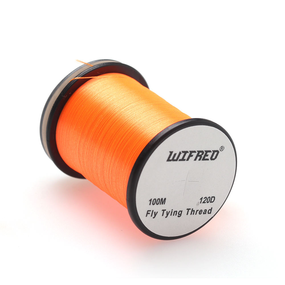 Wifreo 120D nylon fly tying thread in orange, 100m single spool