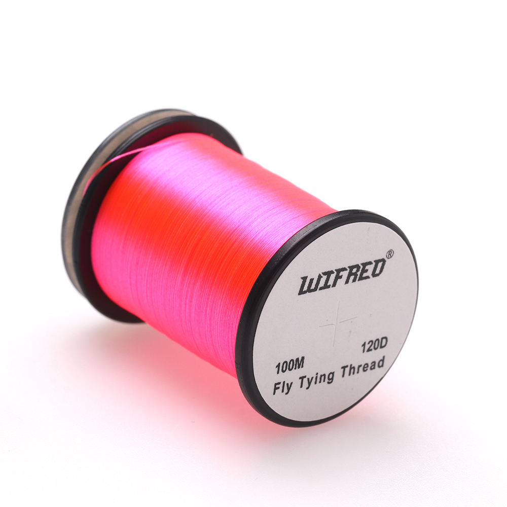 Wifreo 120D nylon fly tying thread in pink, 100m single spool
