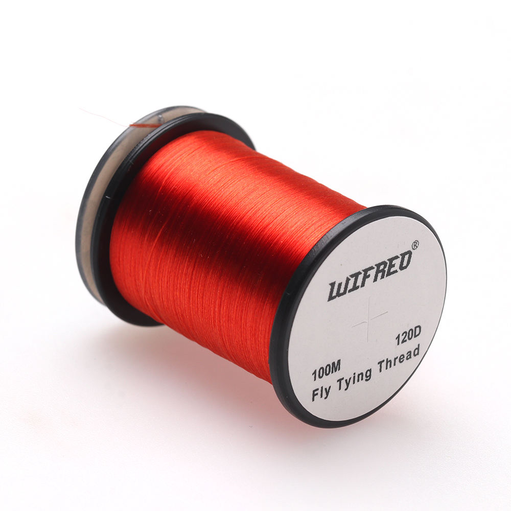 Wifreo 120D nylon fly tying thread in red, 100m single spool