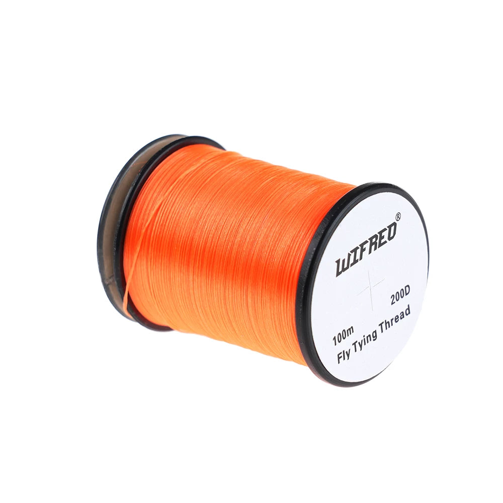 Wifreo 200D nylon fly tying thread in orange, 100m single spool