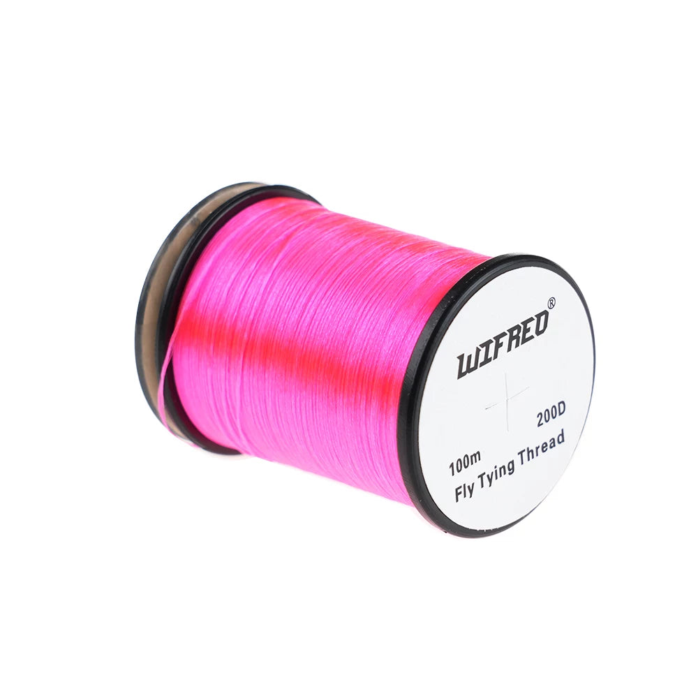 Wifreo 200D nylon fly tying thread in pink, 100m single spool