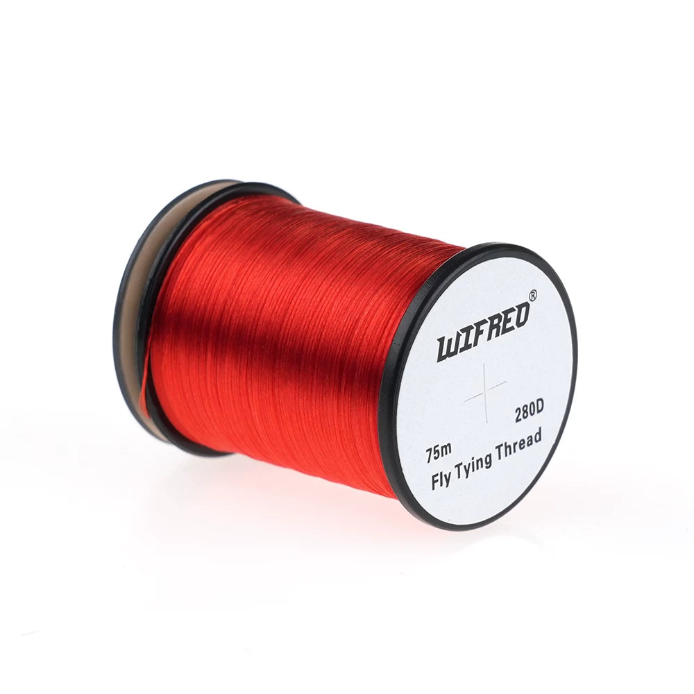Wifreo 280D nylon fly tying thread in red, 75m single spool