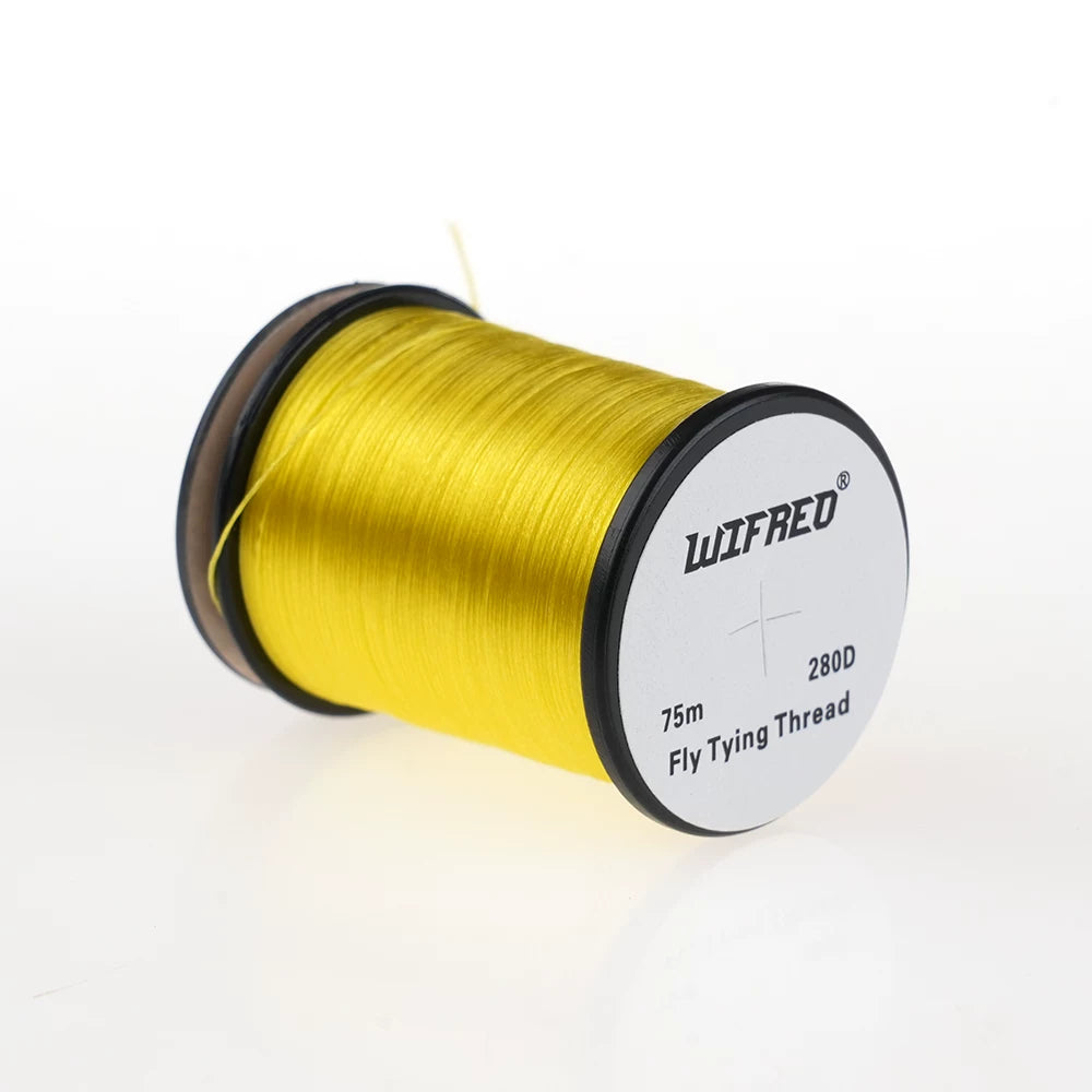 Wifreo 280D nylon fly tying thread in yellow, 75m single spool