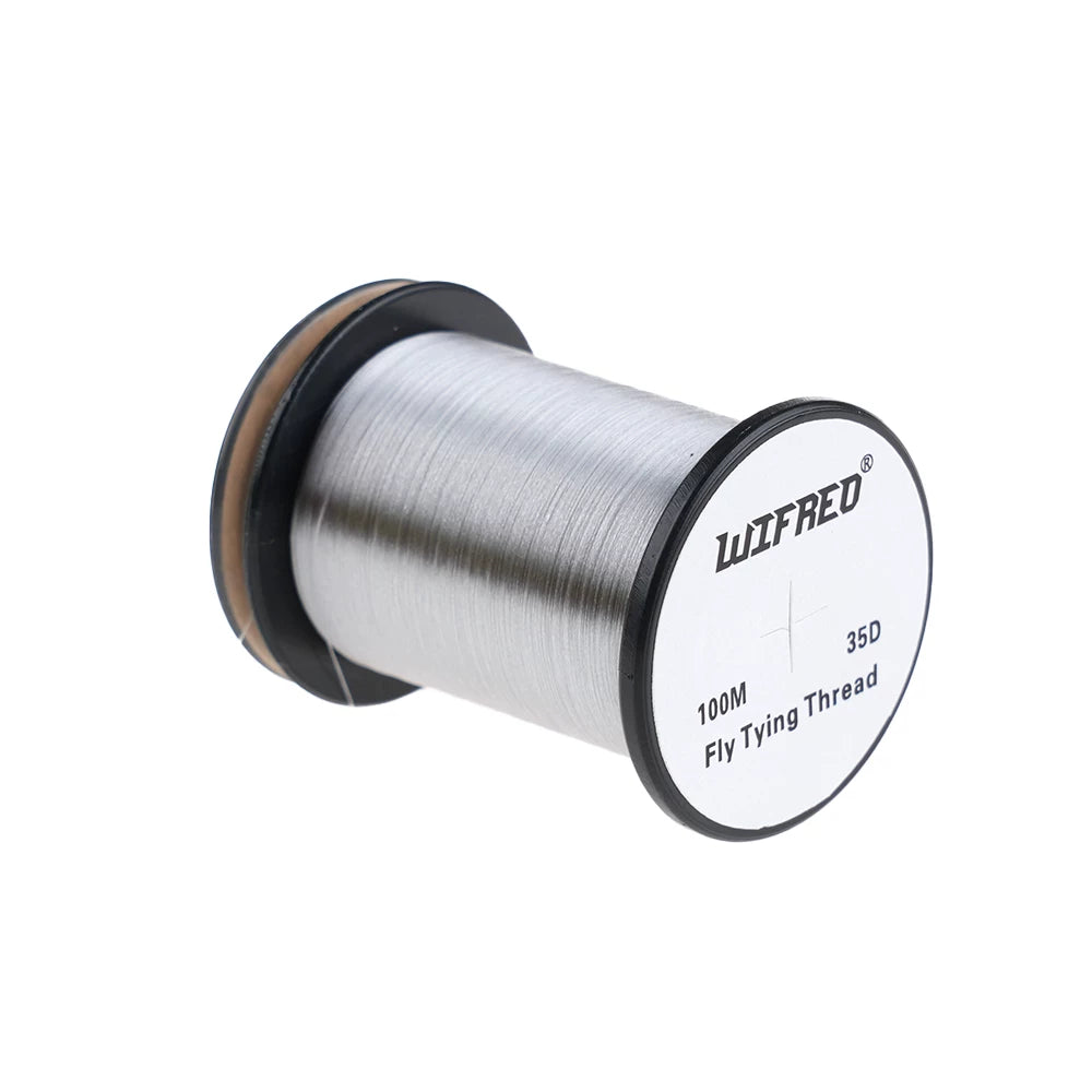 Wifreo 35D nylon fly tying thread in grey, 100m single spool