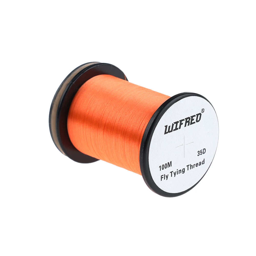 Wifreo 35D nylon fly tying thread in orange, 100m single spool