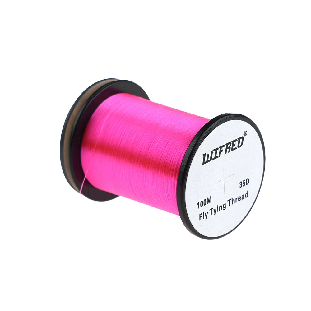 Wifreo 35D nylon fly tying thread in pink, 100m single spool