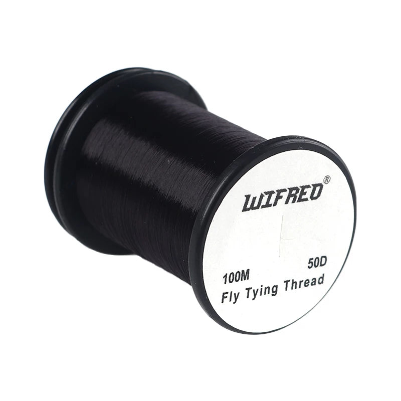 Wifreo 50D nylon fly tying thread in black, 100m single spool