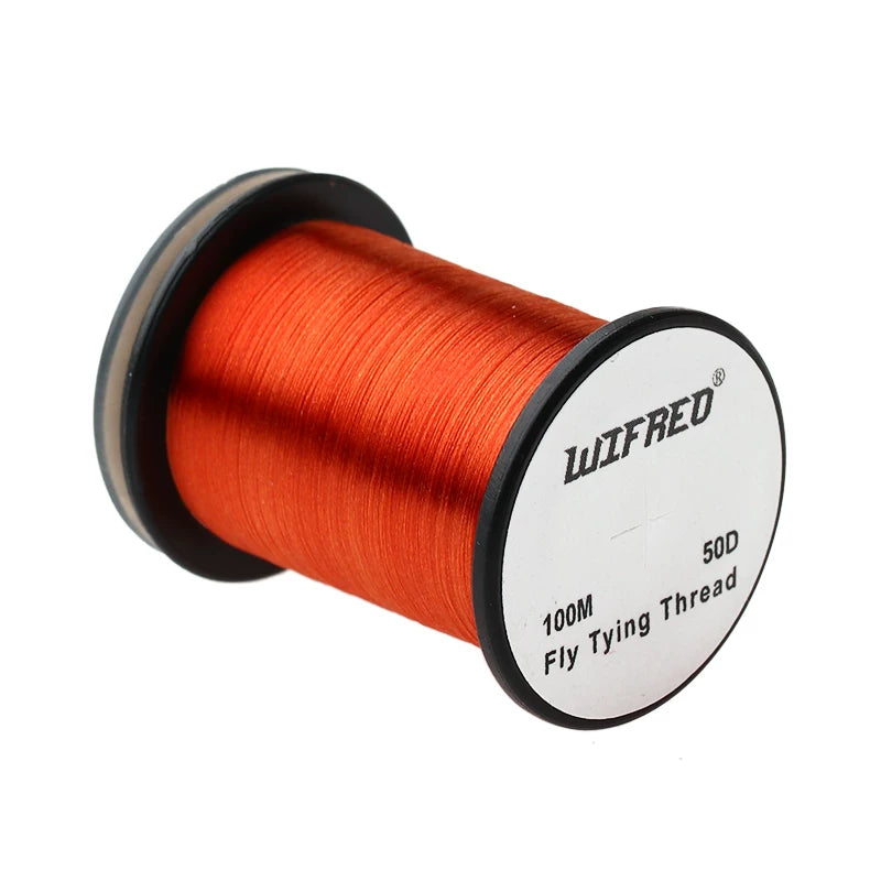 Wifreo 50D nylon fly tying thread in orange, 100m single spool