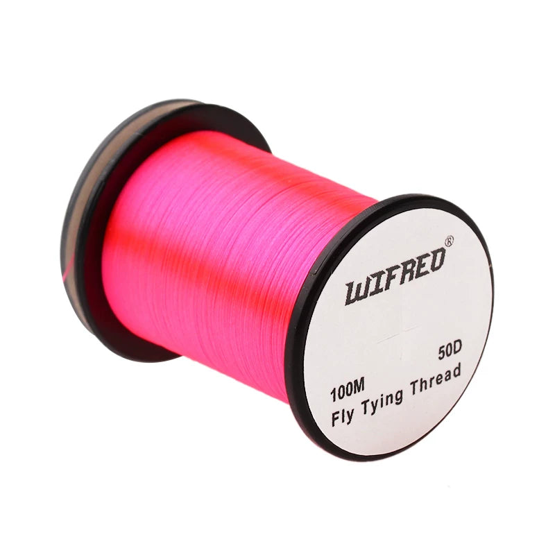 Wifreo 50D nylon fly tying thread in pink, 100m single spool