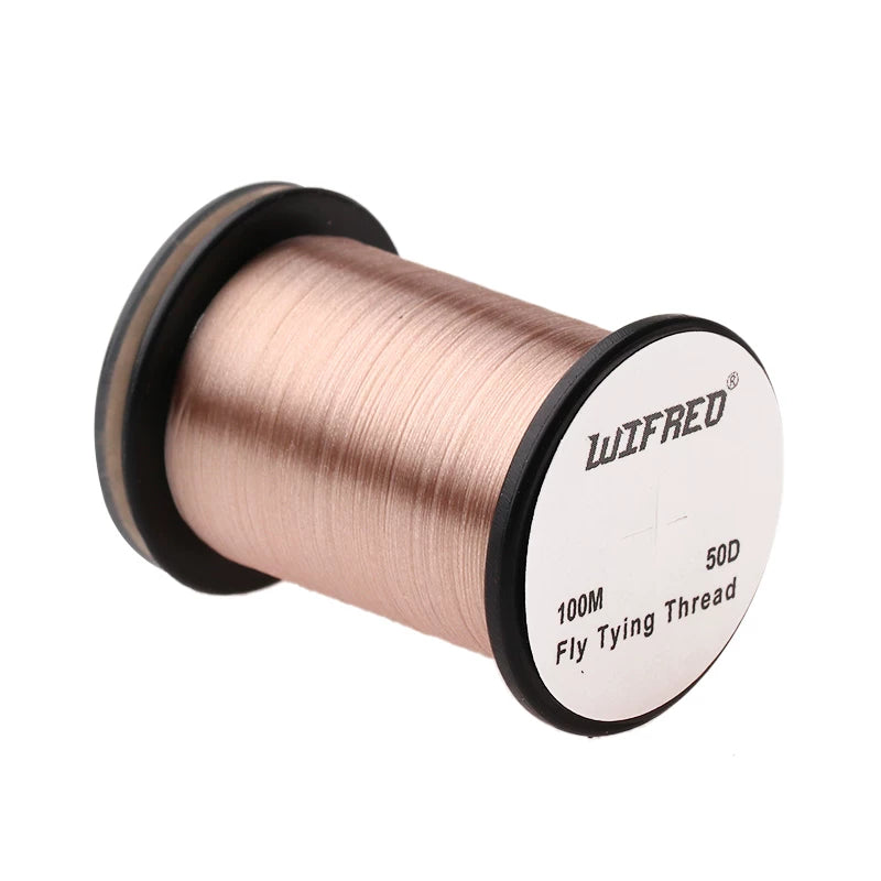 Wifreo 50D nylon fly tying thread in tan, 100m single spool