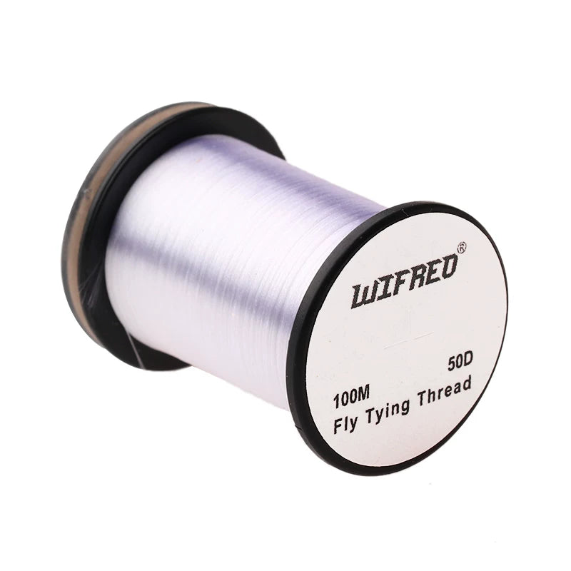 Wifreo 50D nylon fly tying thread in white, 100m single spool