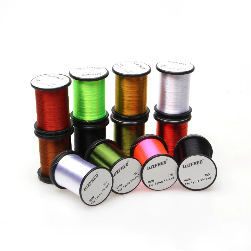 Wifreo 75D nylon fly tying thread 100m color assortment; single spools sold individually