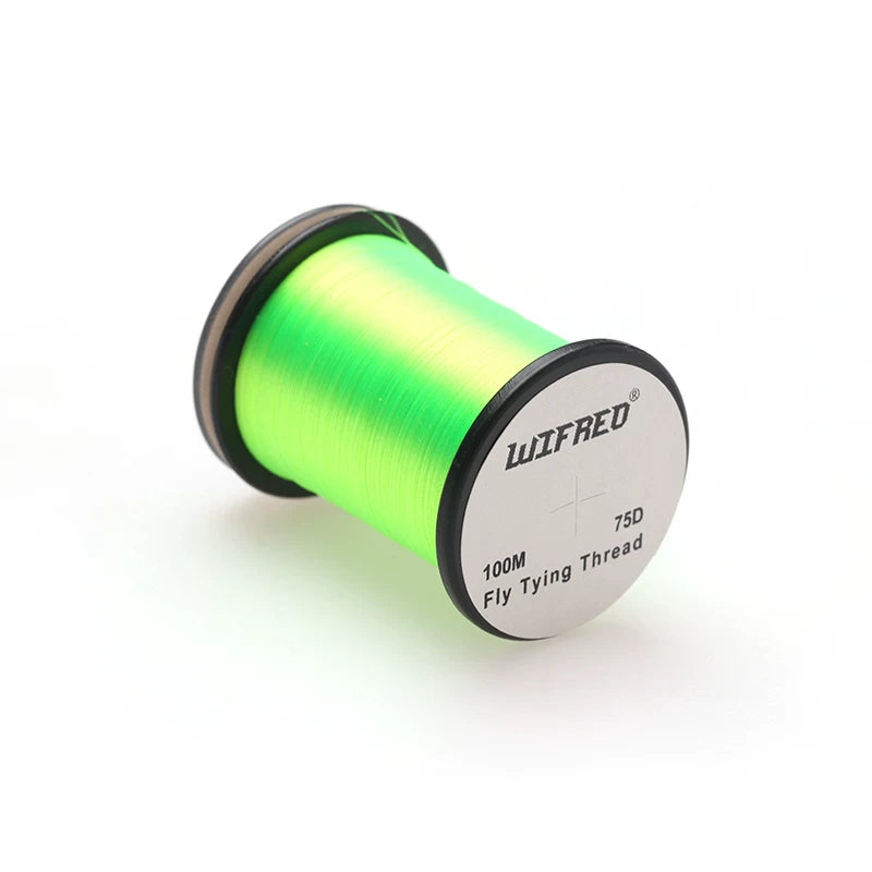 Wifreo 75D nylon fly tying thread in chartreuse, 100m single spool