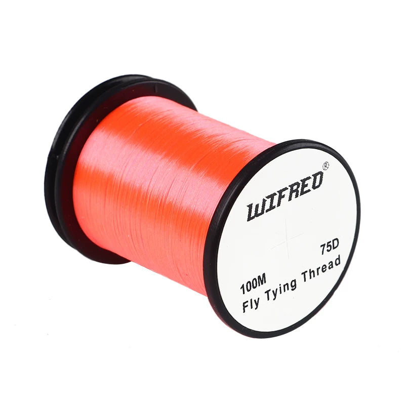 Wifreo 75D nylon fly tying thread in coral, 100m single spool