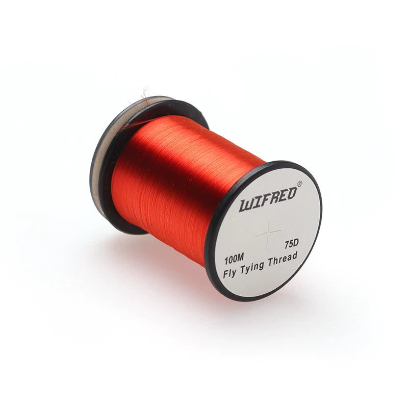 Wifreo 75D nylon fly tying thread in orange, 100m single spool