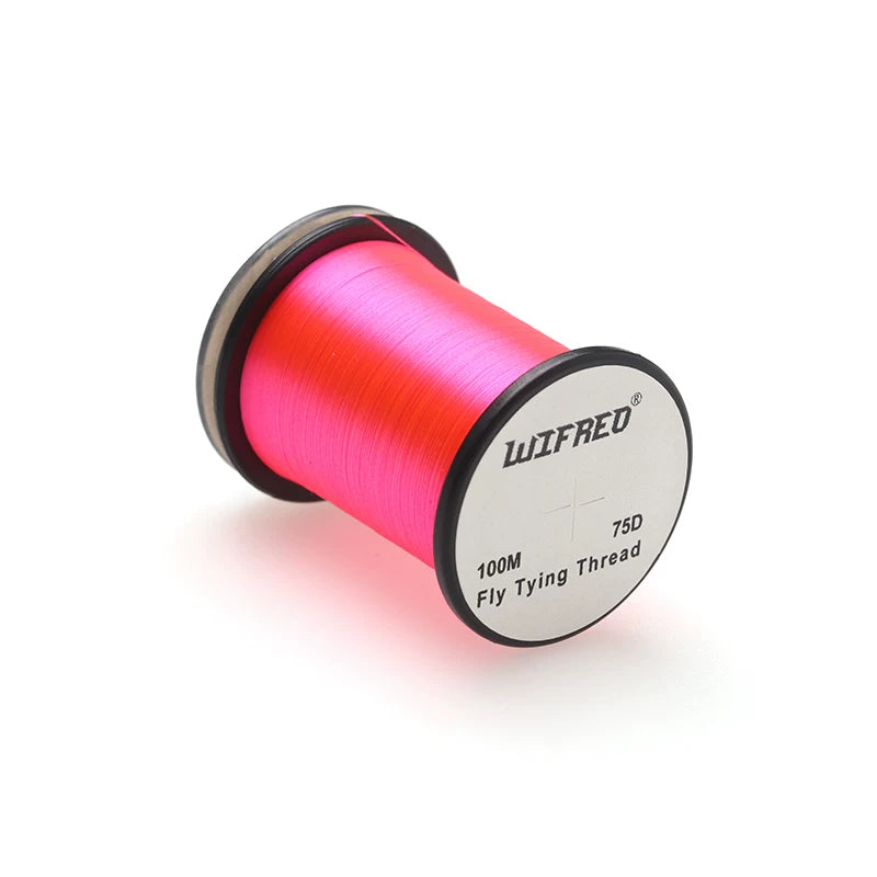 Wifreo 75D nylon fly tying thread in pink, 100m single spool