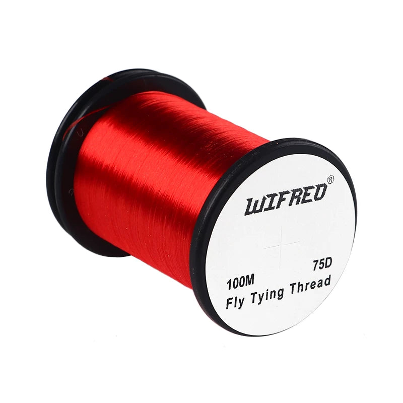 Wifreo 75D nylon fly tying thread in red, 100m single spool