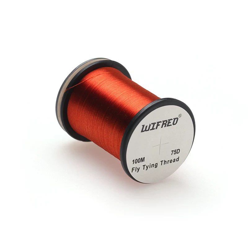 Wifreo 75D nylon fly tying thread in rust, 100m single spool